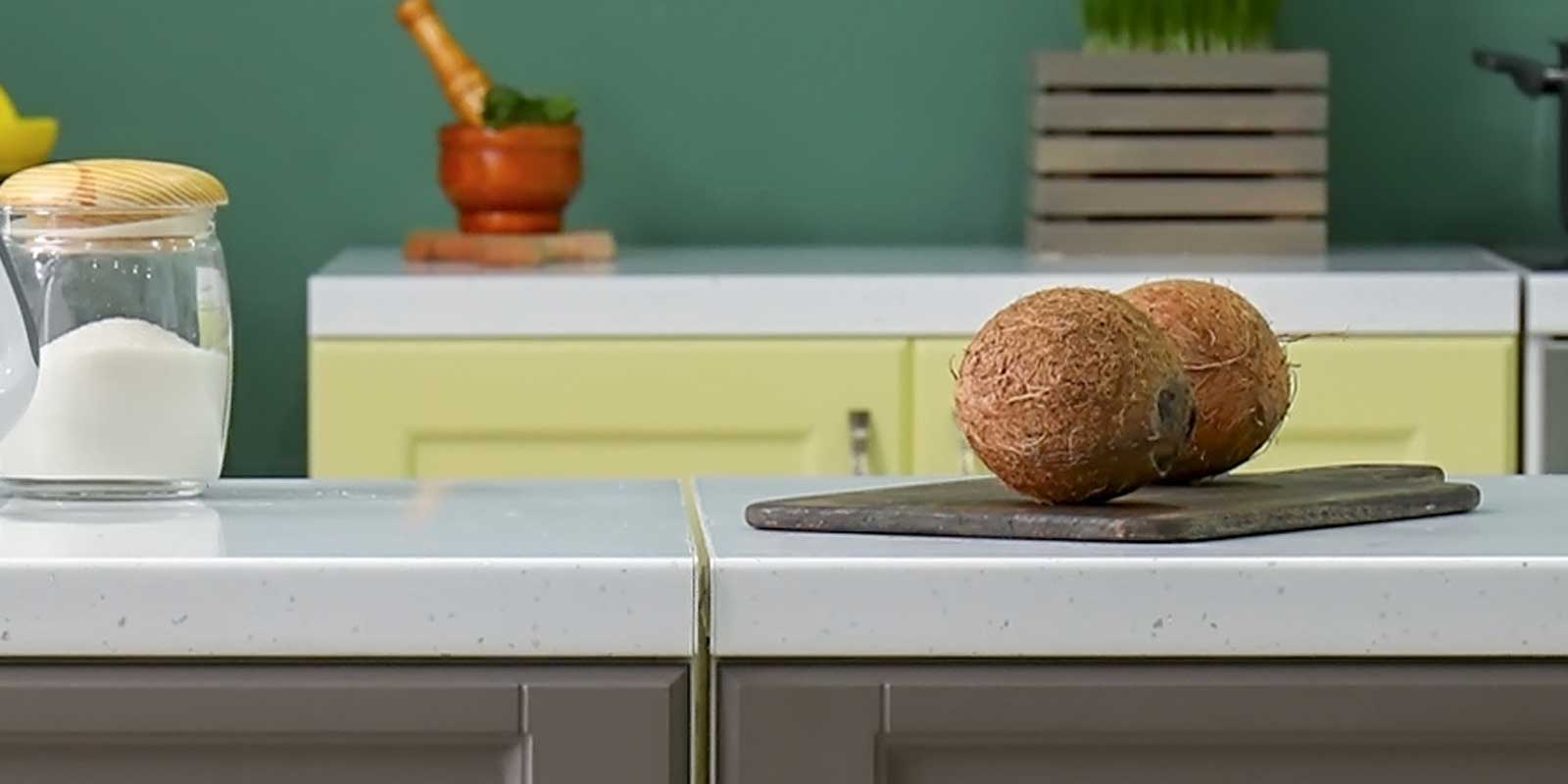 Coconuts on countertop