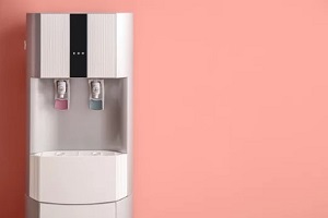 bottleless water cooler against pink wall
