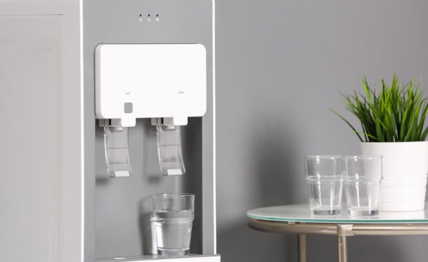 modern water cooler in stylish office interior