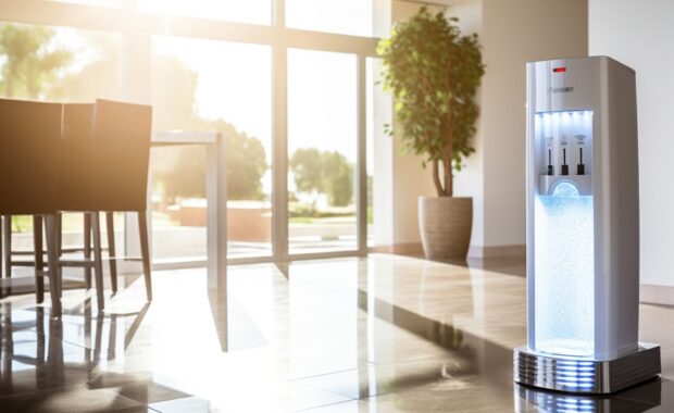 contemporary water cooler with a digital temperature display