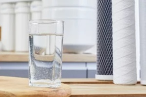 glass of filtered clean water with reverse osmosis filter